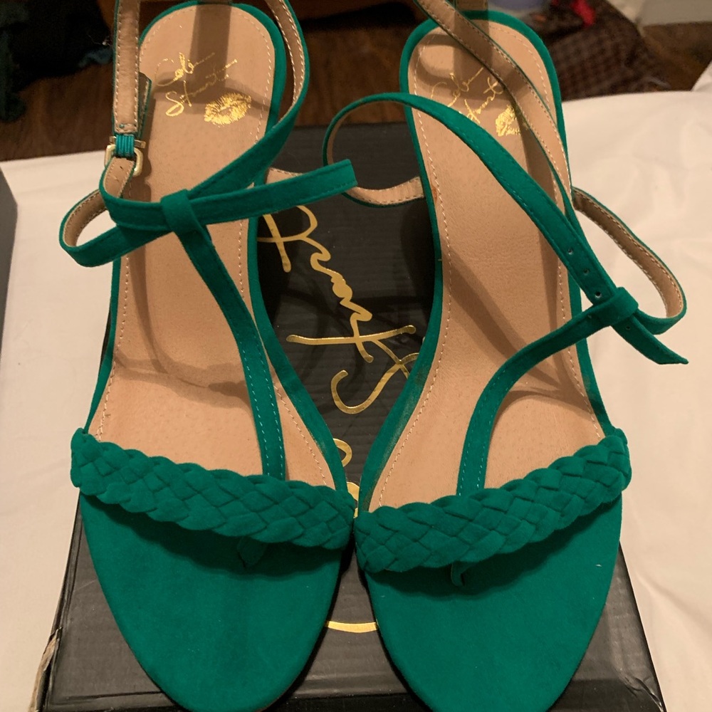 NEW IN BOX Colin Stuart Teal Strappy Wedge Sandals! NEVER WORN